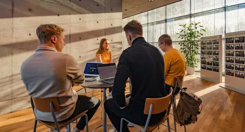 Group of LUT School of Business and Management students studying