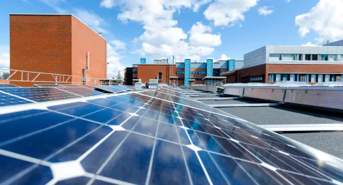 Solar panels on roof of LUT University