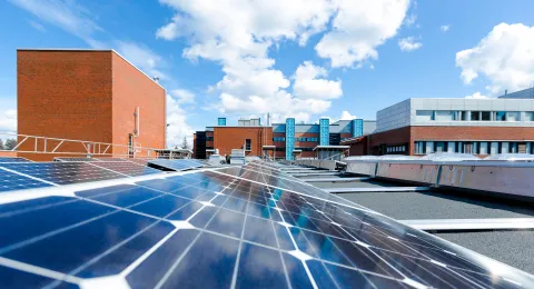 Solar panels on the rooftop of LUT University