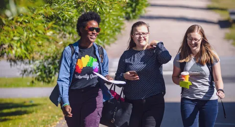 LUT University students walking at campus in the summer