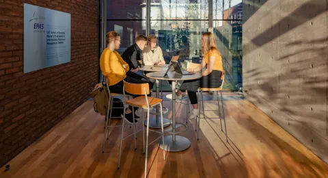 Opiskelijoita tekemässä harjoitustyötä.