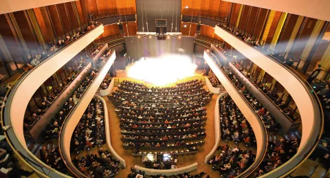 Sibelius Hall main hall inside with people