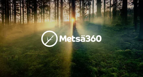 Metsämaisema, kuvan päällä teksti Metsä360