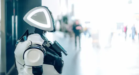 Robotti toimii tekoälyn ohjaamana. A robot with physical AI.