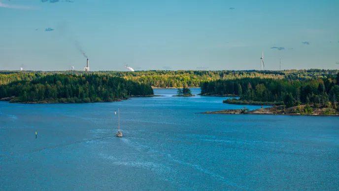 Lappeenranta aerial view at lake Saimaa.