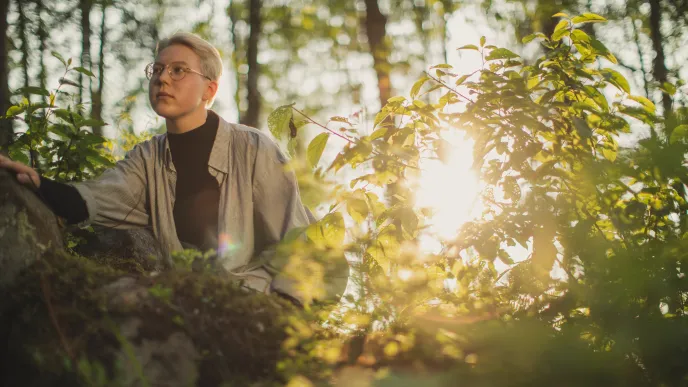 LUT University student on the forest near by Lake Saimaa 