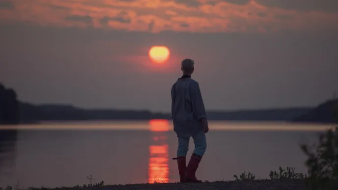 LUT University student watching the sunset