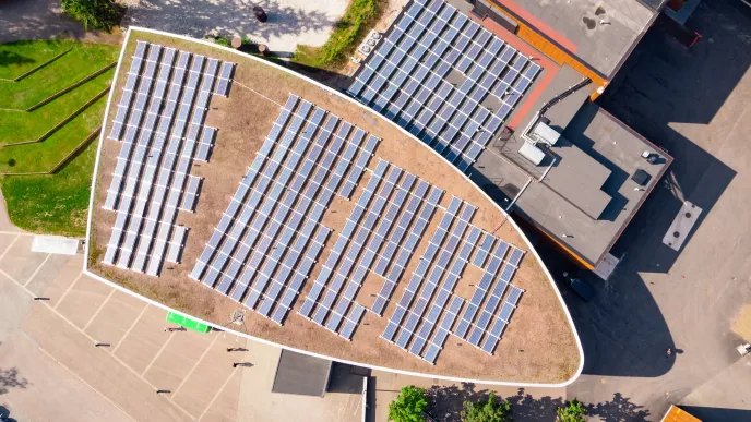 Solar panels from LUT University main lobby roof