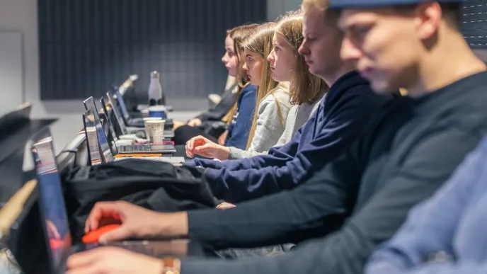 Students in lecture hall at LUT University campus