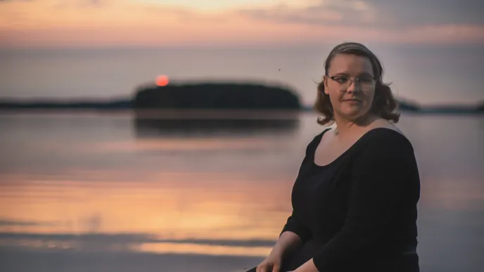 LUT University student on the beach at sunset