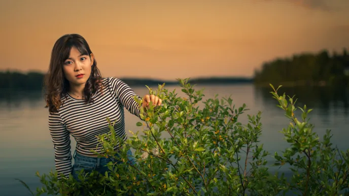 LUT University Student at the Saimaa lakeside at sunset