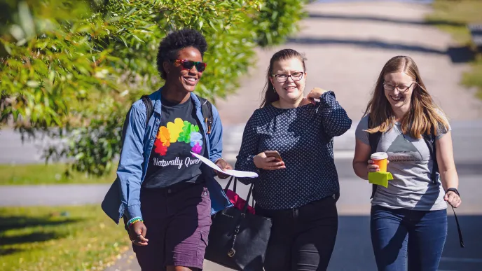 LUT University students walking at campus in the summer