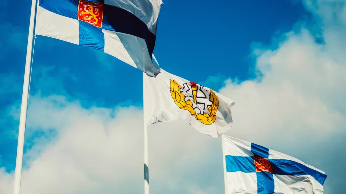 Finnish flags in the wind