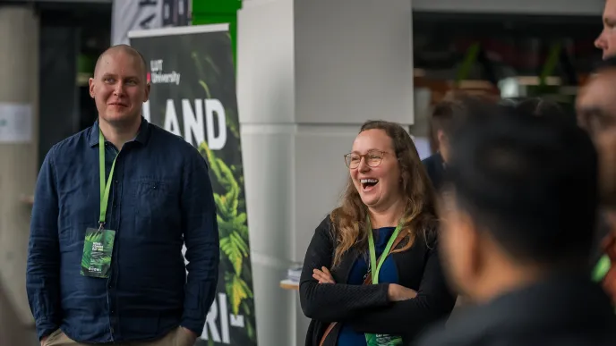 Two people on Lappeenranta campus