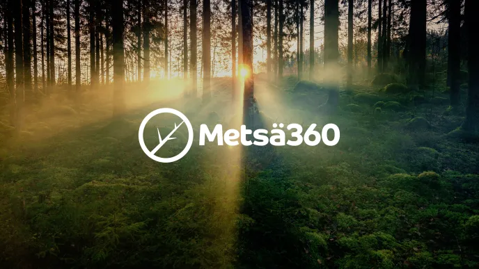 Metsämaisema, kuvan päällä teksti Metsä360