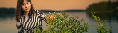LUT University Student at the Saimaa lakeside at sunset