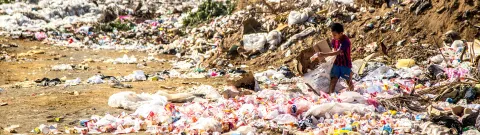 Jätettä ja roskia.