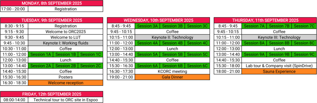 Preliminary program schedule