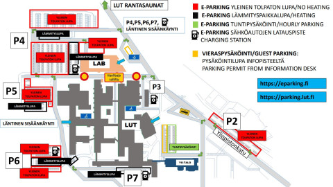 LUT pysäköintikartta 2025.
